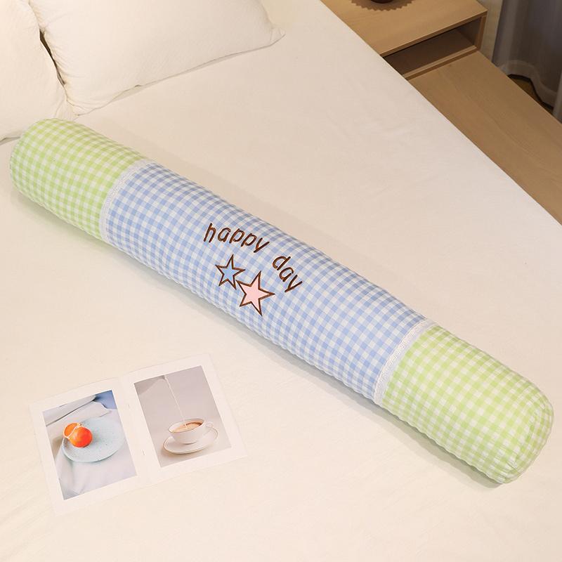 Plaid Cylindrical Body Pillow Side Sleeping Leg Clamp Long Pillow Soft Comfortable Bed Lumbar Support Cushion Removable Washable