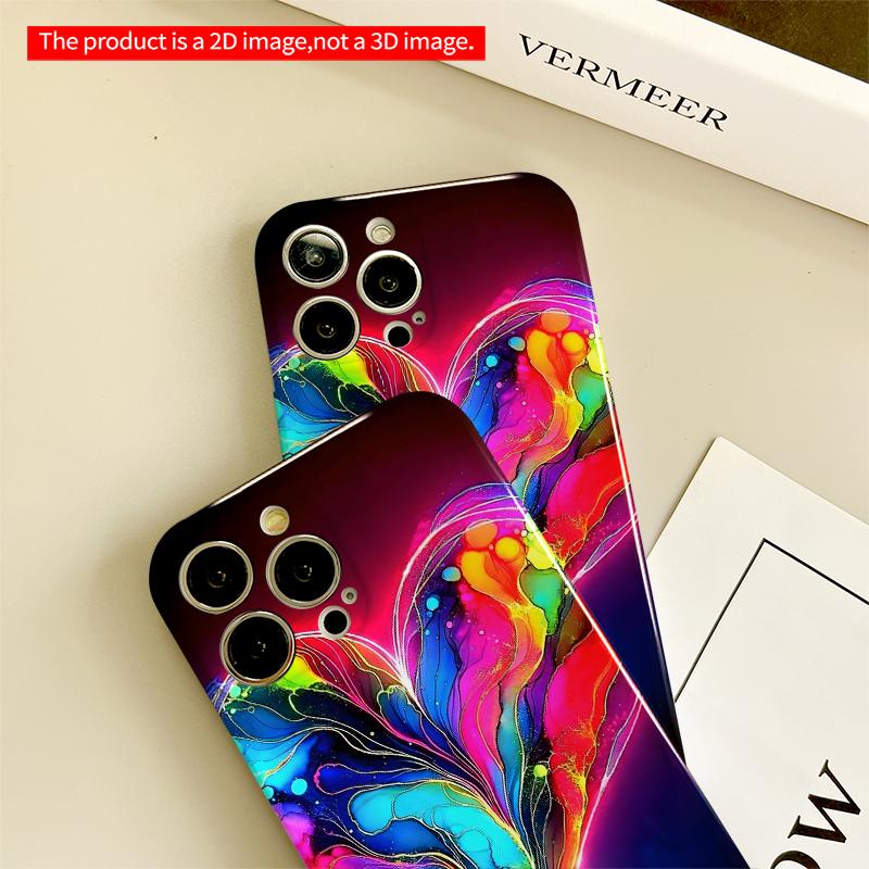 2DFlat Neon Heart Abstract Art Phone Case All Inclusive Film Hard iPhone Case, Compatible with iPhone 18 Pro Max 17 16 15 14 13 12 11
