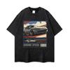 Vintage Comic Racing Car Print Washed Distressed Cotton Tee Loose Fit Drop Shoulder Short Sleeve Mens T-Shirt