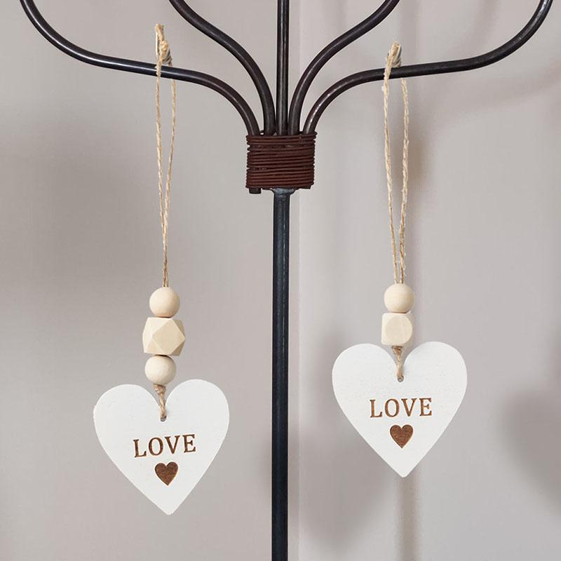 1Set Ornament Party Decoration Hanging DIY With Wood Beads Heart Jute Rope Tassel Craft Christmas Tree Heart Shape