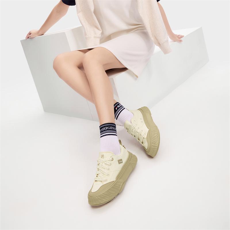 New FILA Fosso Abrasion Resistant Low top Canvas Shoes Women's Milk White F12W432308FGD