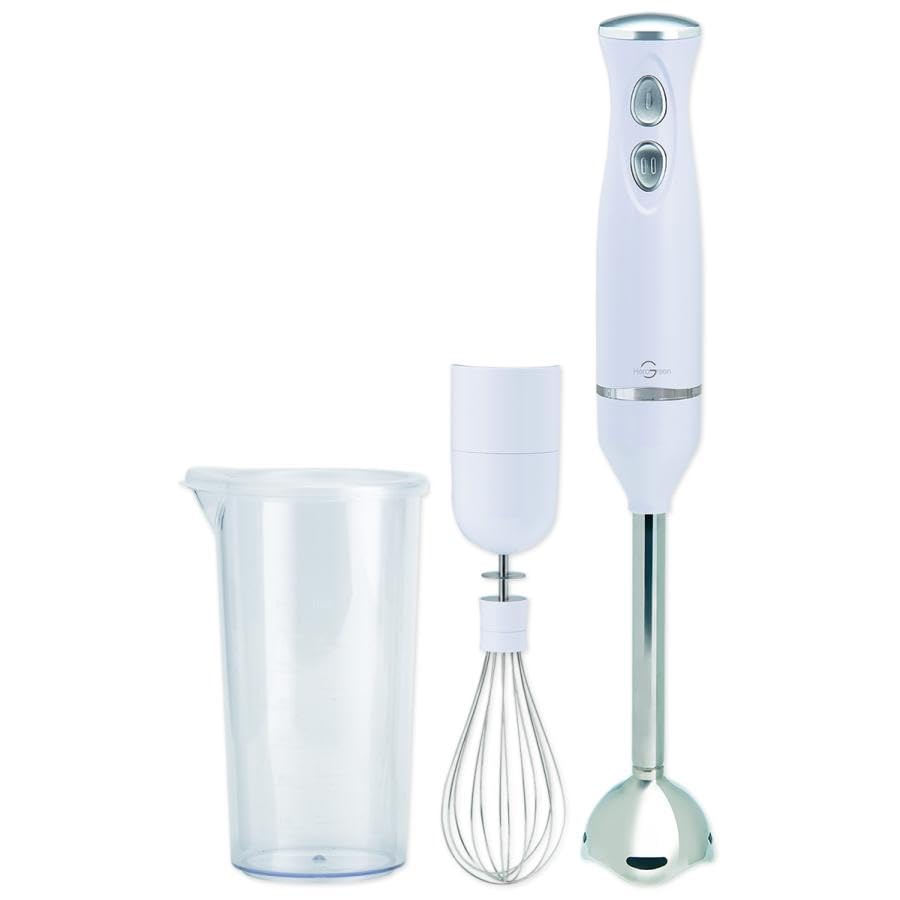 

Hand Blender Hero Green Crush Mix Whip Fresh Cream Meringue Stainless Steel Clean with Lid Measuring Cup Speed Smoothie Soup Dressing Stick Mixer білий