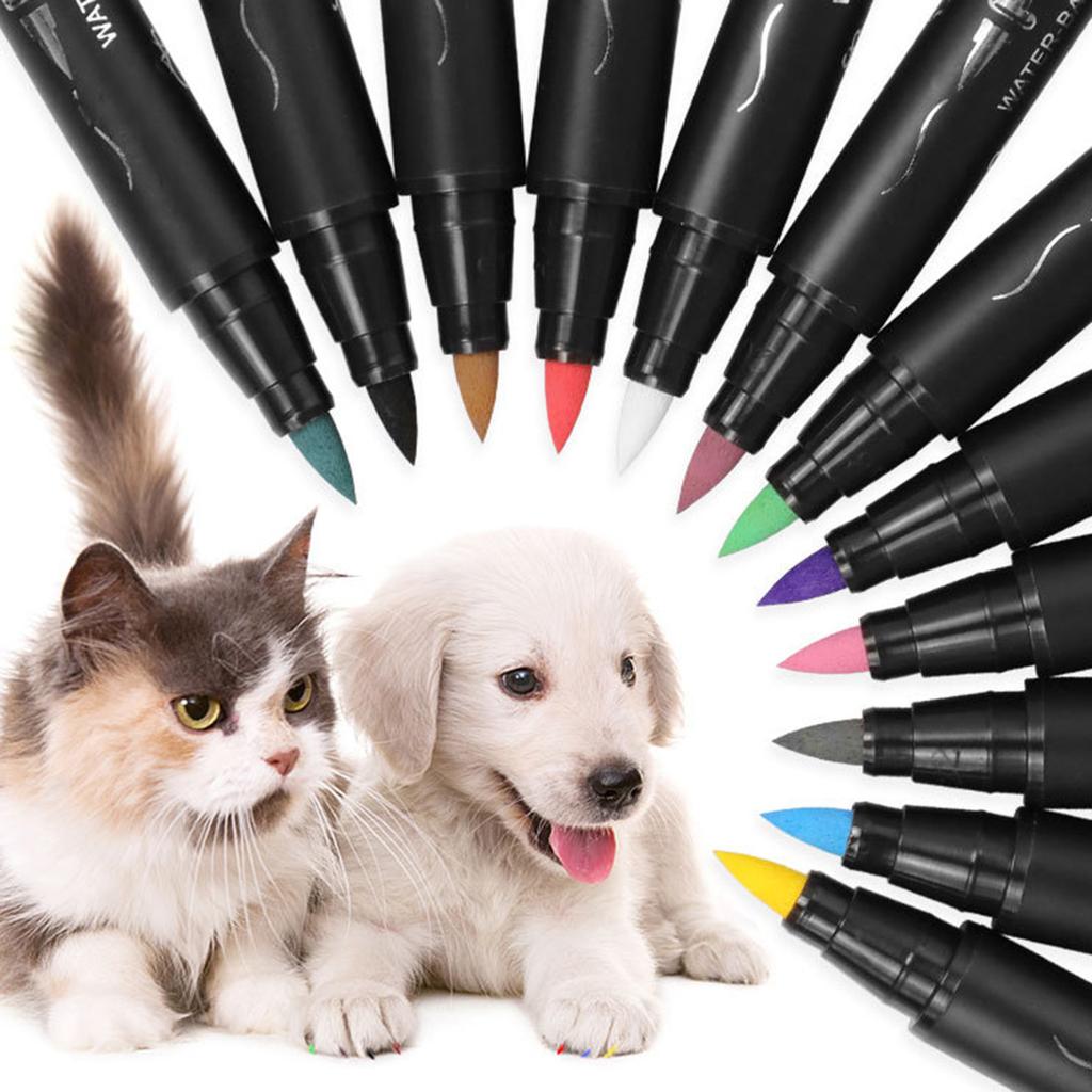 12 Colors Pet Nail Polish Pen Set Water-Based Dog Nail Polish Quick Drying Pet Nail Polish for Dogs Cats Easy To Remove