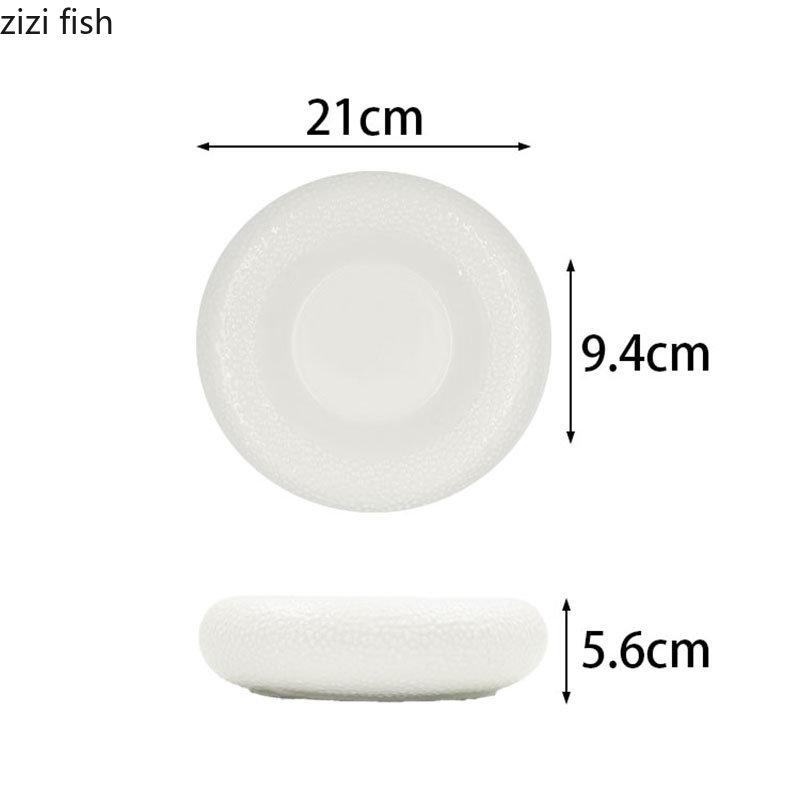 Ceramic Dinner Plate Creative Irregular Texture Thick Soup Plate Insulation Plate Dessert Plates Pasta Plates Home Tableware