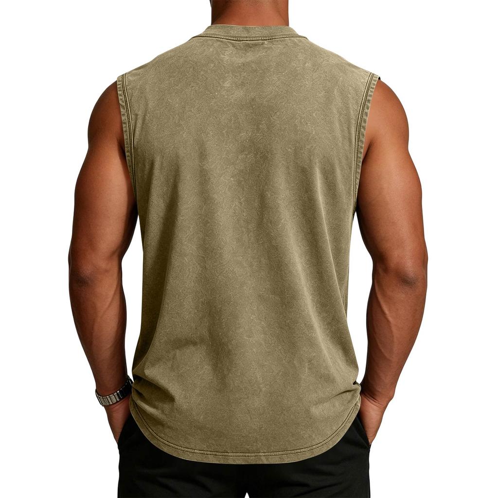 Canotta da uomo senza maniche 100% cotone stile americano lavata tie-dye maglia da palestra gilet casual estivo