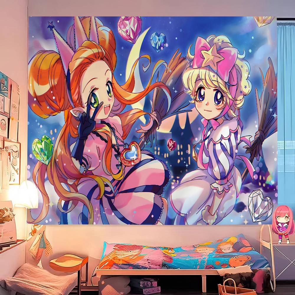 Anime Sugar Sugar Rune Anime Tapestry Hippie Flower Wall Carpets Dorm Decor Wall Hanging Home Decor
