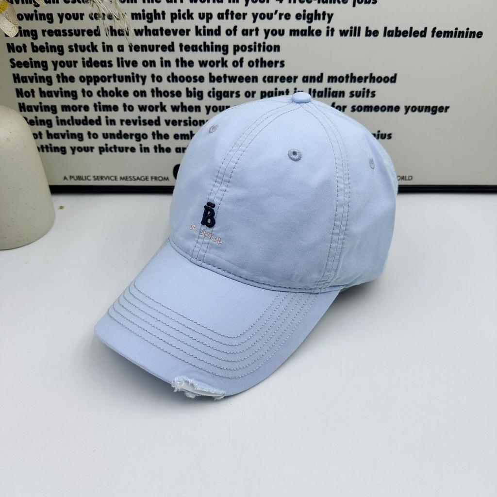 American Retro Edged Baseball Cap Women's Soft Top Letter B Embroidered Cap Showing Face Small Versatile Sun Hat Men