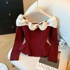 Aulude Elegant One‑Shoulder Fitted Top, Ruffle Collar Beaded Decor Ladies Party Blouse