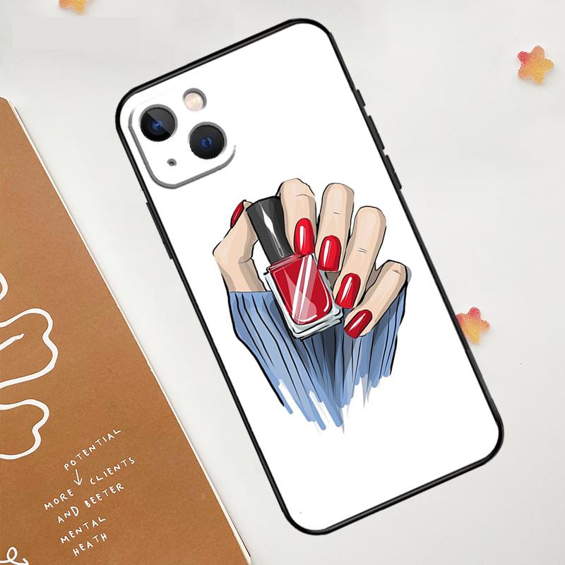 Nail Polish Case For iPhone 12 11 13 14 15 16 Pro Max XS X XR Plus 2021 13 12 Mini Fundas