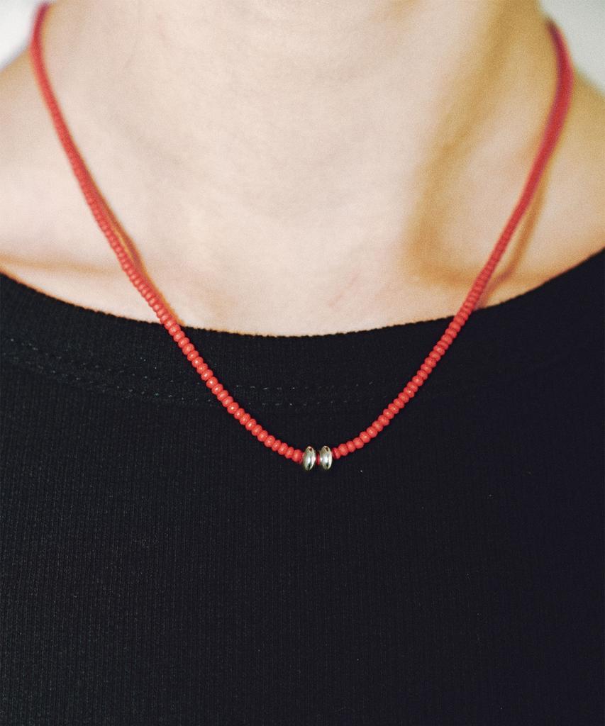Ourpierre Silver Donut Necklace Red