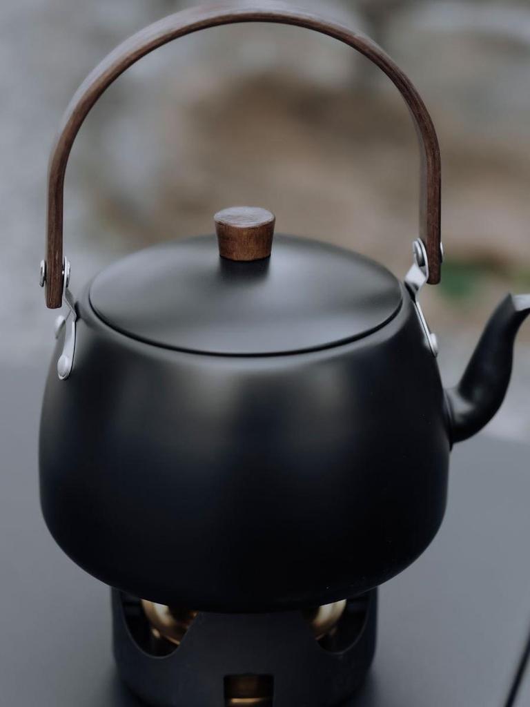 Aluminum Alloy Wood Handle Camping Teapot – Portable Kettle for Boiling Water, Tea, and Coffee