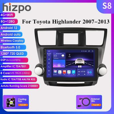 2 Din Android 12 Ραδιόφωνο αυτοκινήτου για Toyota Highlander Kluger 2 XU40 2007-2013 Navi GPS Multimedia 4G Έξυπνη οθόνη αναπαραγωγής βίντεο Auto Stereo Carplay