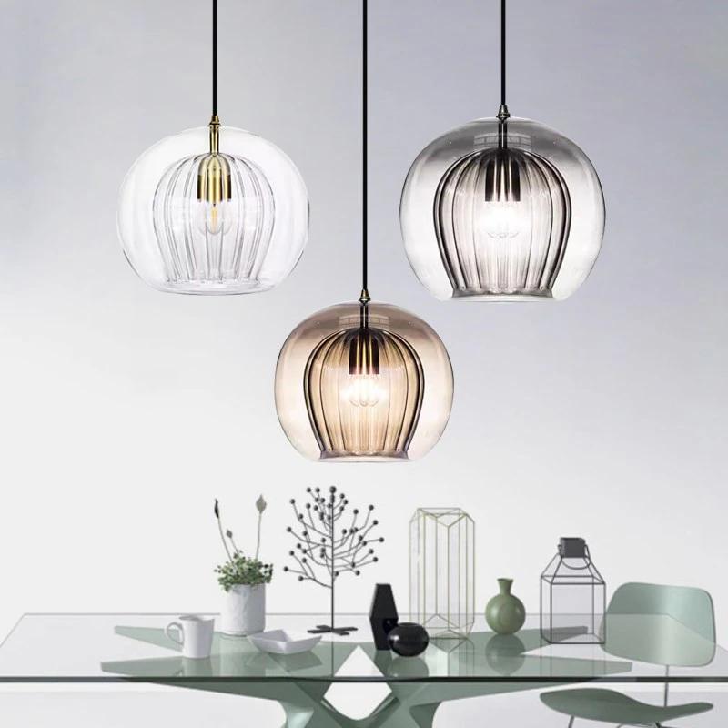 Nordic Glass Pendant Light LED Glass Hanging Lamp For Dining Room Living Room Coffee Shope Home Indoor Decor Lighting Fixtures