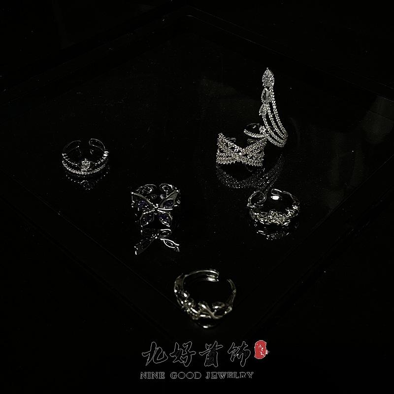 Niche Design Sense Diamond Zir*****Pening Light Luxury High Sense Cold Wind Set Ring Women'S Fashion