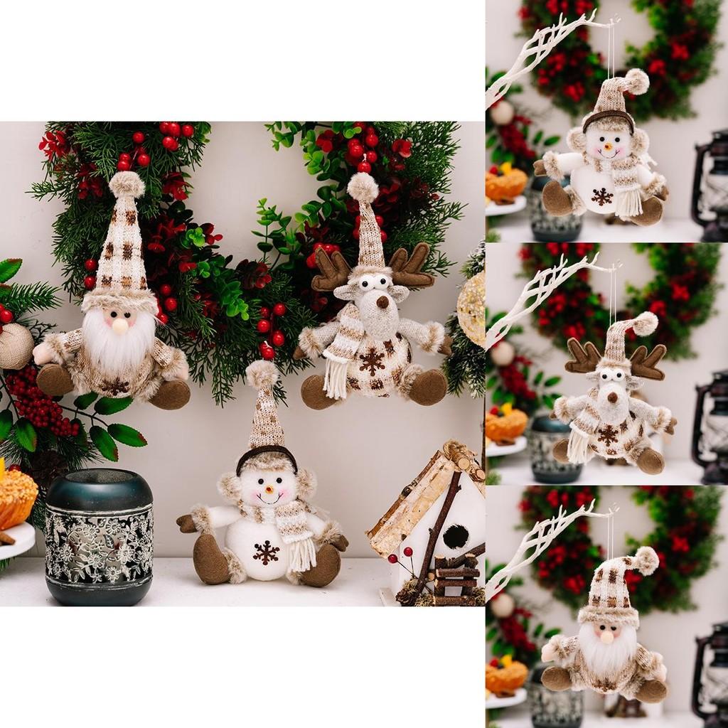 Style Unique European Knitted Christmas Decorations Including Snowman Reindeer And Elderly Figurines Ideal For Gifting Holiday