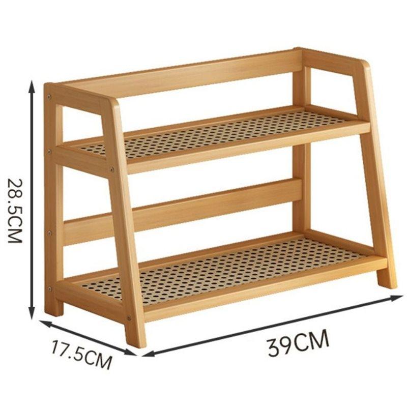 Desktop Rattan Wooden Storage Shelf For Kitchen Organizer Display Rack Spice Rack For Countertop Makeup Organizer