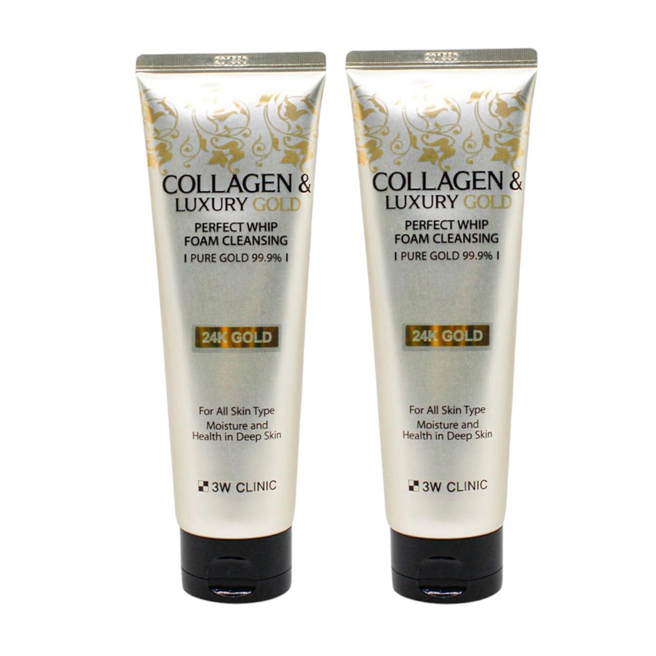 

3W Clinic Collagen & Luxury Gold Perfect Whip Foam Cleansing - Deep Cleansing & Firming Facial Wash Duo (Set of 2) - 180g x 2 / 6.35 oz. x 2
