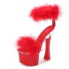 Fashion Transparent Ultra-high Heel 17cm Thick Heel Summer Women's Waterproof Platform Fluffy Sexy Fairy Sandals