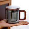 300ml Heat Resistant Glass Tea Cup With Wooden Handle Puer Filter Cups Tea Water Separation Mug Kung Fu Tea Cup Set