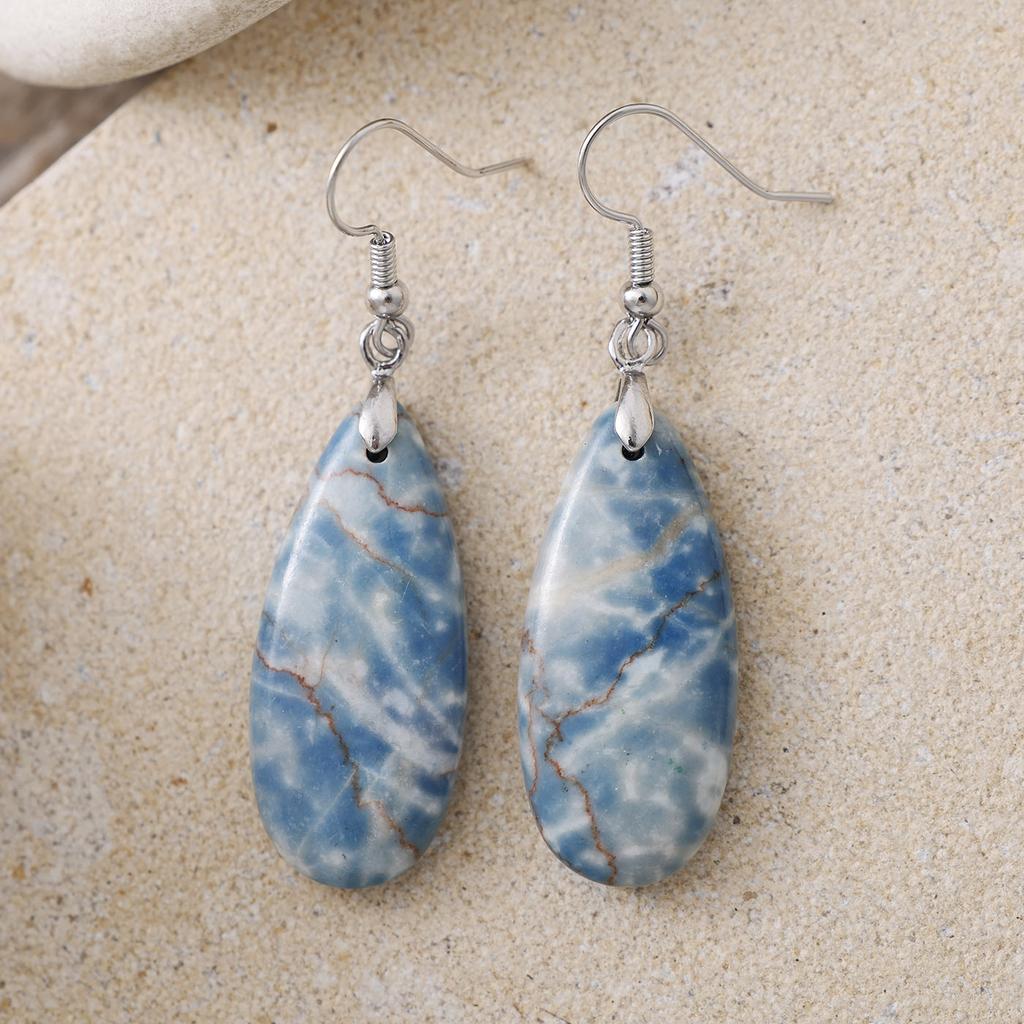 Luxury High Quality Natural Emperor Stone Water Drop Earrings Earrings European and American Popular Retro Jewelry