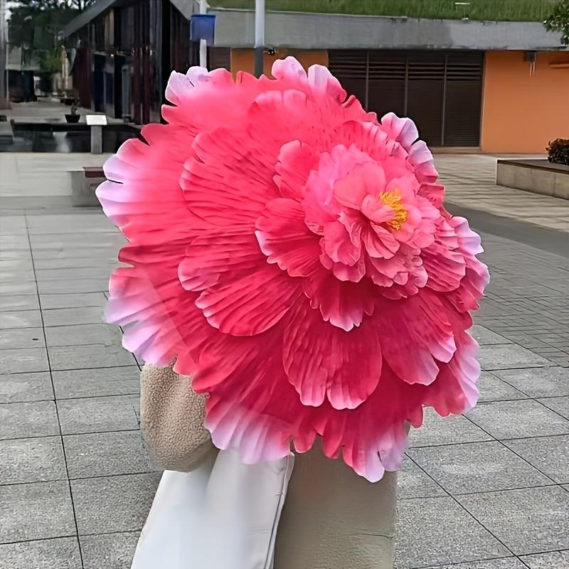 

Креативный зонт от солнца с цветами розового персика - ручное открытие, 8 спиц, стильный для путешествий на открытом воздухе, вечеринок, зонт-парасоль metal-fiber composite&8K ярко-розовый