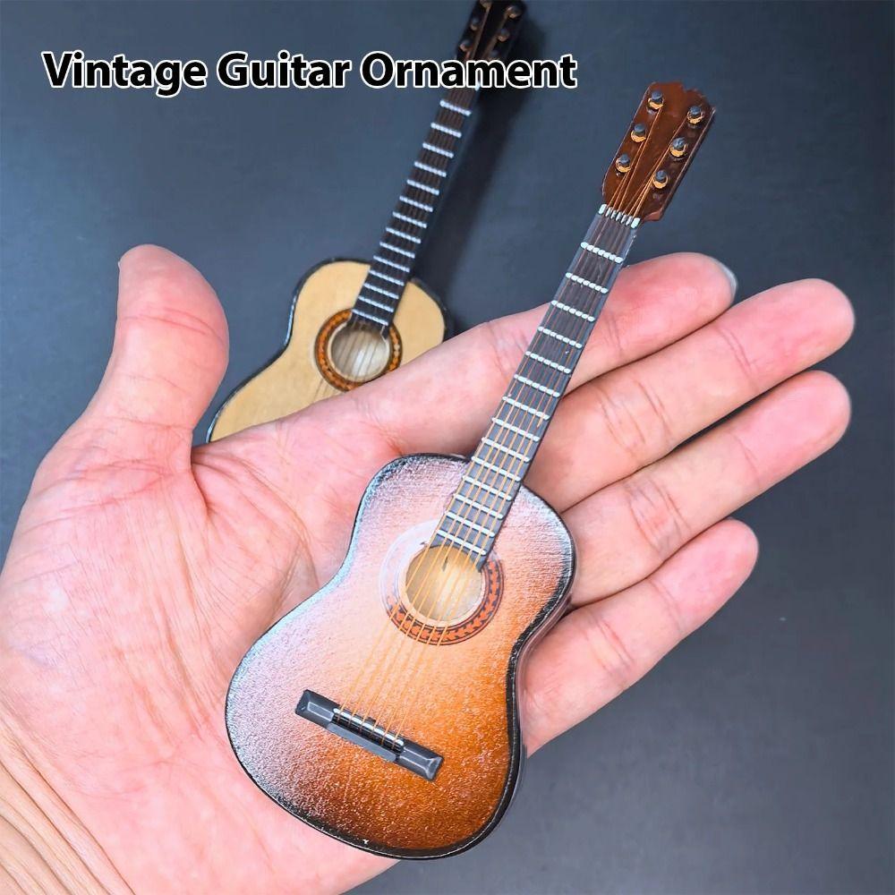 Wooden Pocket Guitar Handmade Musical Instruments Model Tiny Guitar  Dollhouse Accessories