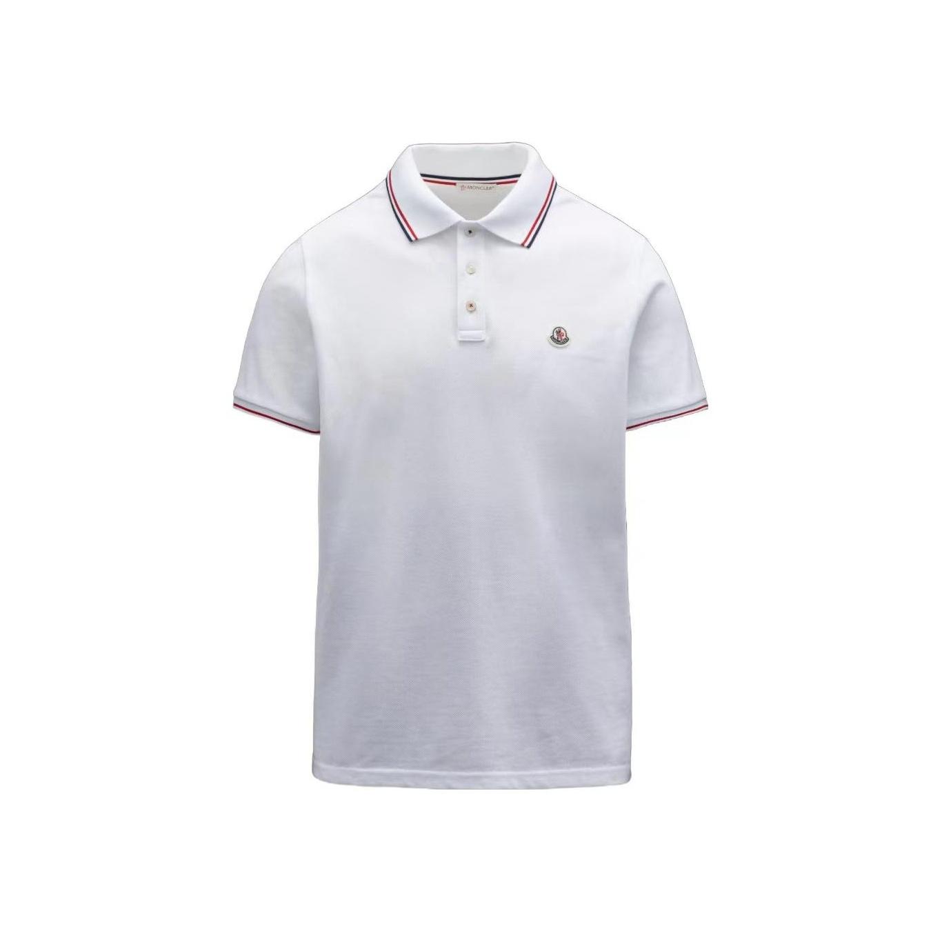 Moncler Herfst/Winter 20 Logo Gebreide Gestreepte Polo Shirt Heren tops Wit G10918A7030084556001 XXL