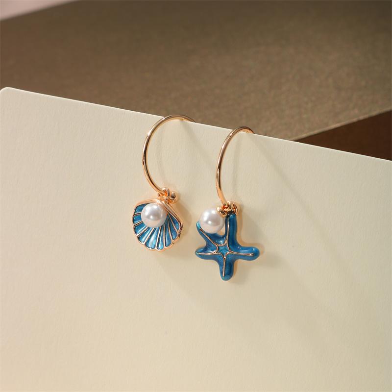 Bohemia Blue Pink Cute Starfish Shell Drop Earrings For Women Colorful Summer Fashion Jewelry Gift for Friend