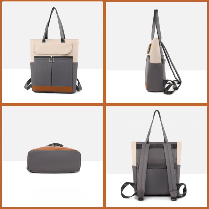 Welltude Leichter Damen-Tote-Rucksack für Pendeln und Schule, Großes Fassungsvermögen, Wasserabweisend, Reißverschluss-Design, Mehrere Fächer (Schwarz)