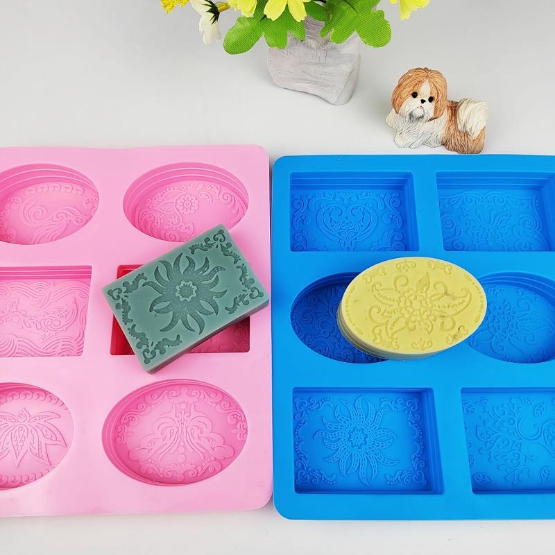 Silicone Soap Mold, 6 Cavities Soap Making Mould Mixed Patterns Hand Craft Molds for DIY Handmade Soap Great Gift
