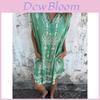 Linen Cotton Print Summer Dress With Pockets And Button Details For Casual Women