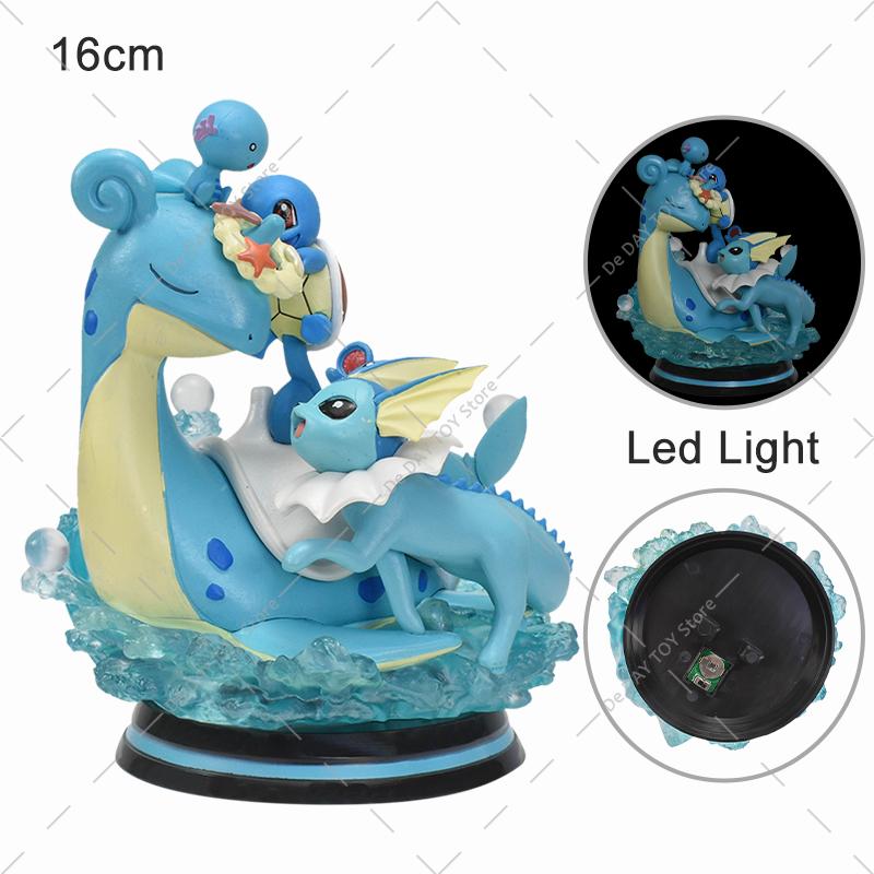 Anime  Special Effects Figure Mega Charizard Xy Greninja Gengar Mewtwo Three Form Evolution Led Light Pvc Model Toys