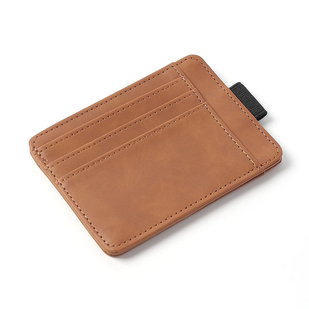 Basic Faux Leather Card Wallet (Brown) Transportation Card Wallet