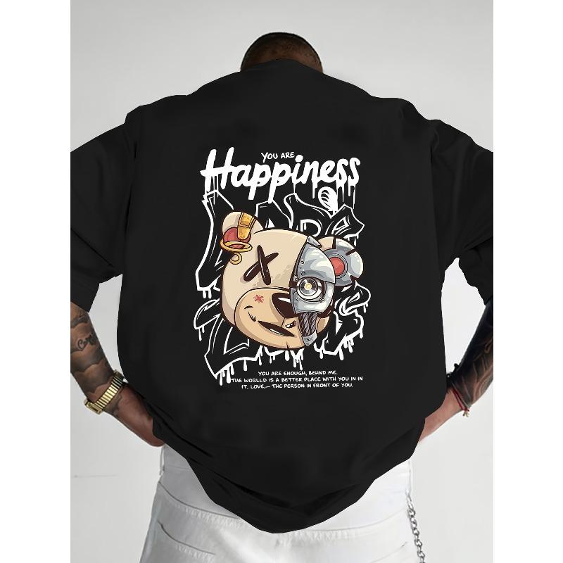 Herren Sommer T-Shirt mit kurzen Ärmeln, Design mit halbem Bärenaufdruck, eine perfekte Wahl für den Sommer, bequem und weich, für Geschäftsreisen und Outdoor-Freizeit