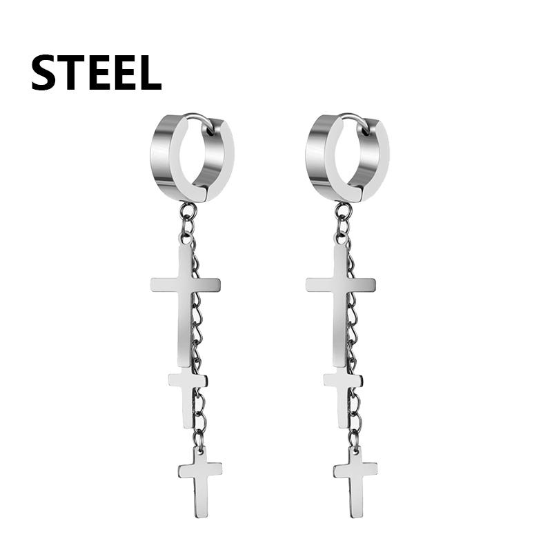 

11 Pairs Stainless Steel Hoop Earrings Punk Steel-color For Men Women Street Hip Hop Pop Piercing Fake Earrings Unisex Zircon