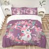 3pcs Sylveon Bedding Set - Includes 1 Quilt Cover and 2 Pillowcases, Comfortable Bedding with Stylish Design for Bedroom, Machine Washable -