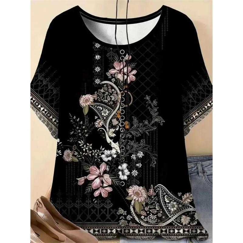 Модная женская футболка с круглым вырезом 3D цветная печать XS