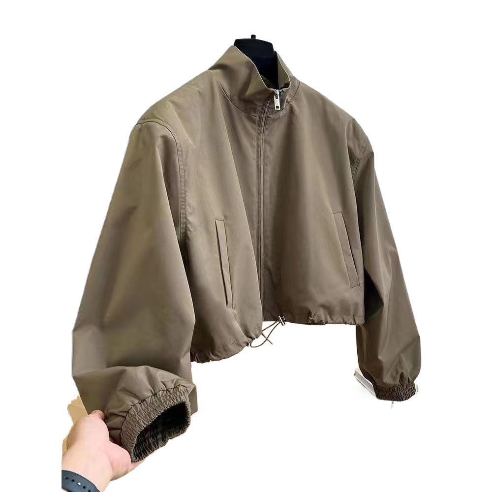 Women's Chic Stand-Up Collar Short Windbreaker - Elegant Spring/Autumn Workwear Jacket