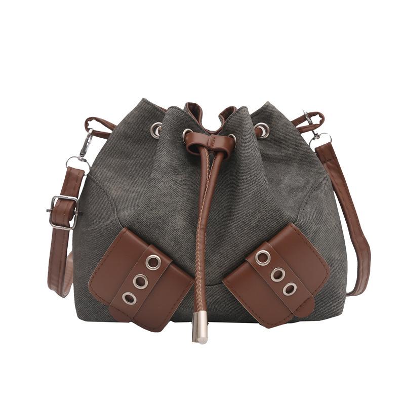 

Fashion texture new autumn simple large-capacity casual bucket one shoulder crossbody underarm bag woman чёрный