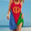 Eritrea Vlag Jurk Dames Mode Mouwloos Bohemien Strandjurken Feest Avond Vakantie Sexy Midi Bandjes Jurk Meisje Zomer