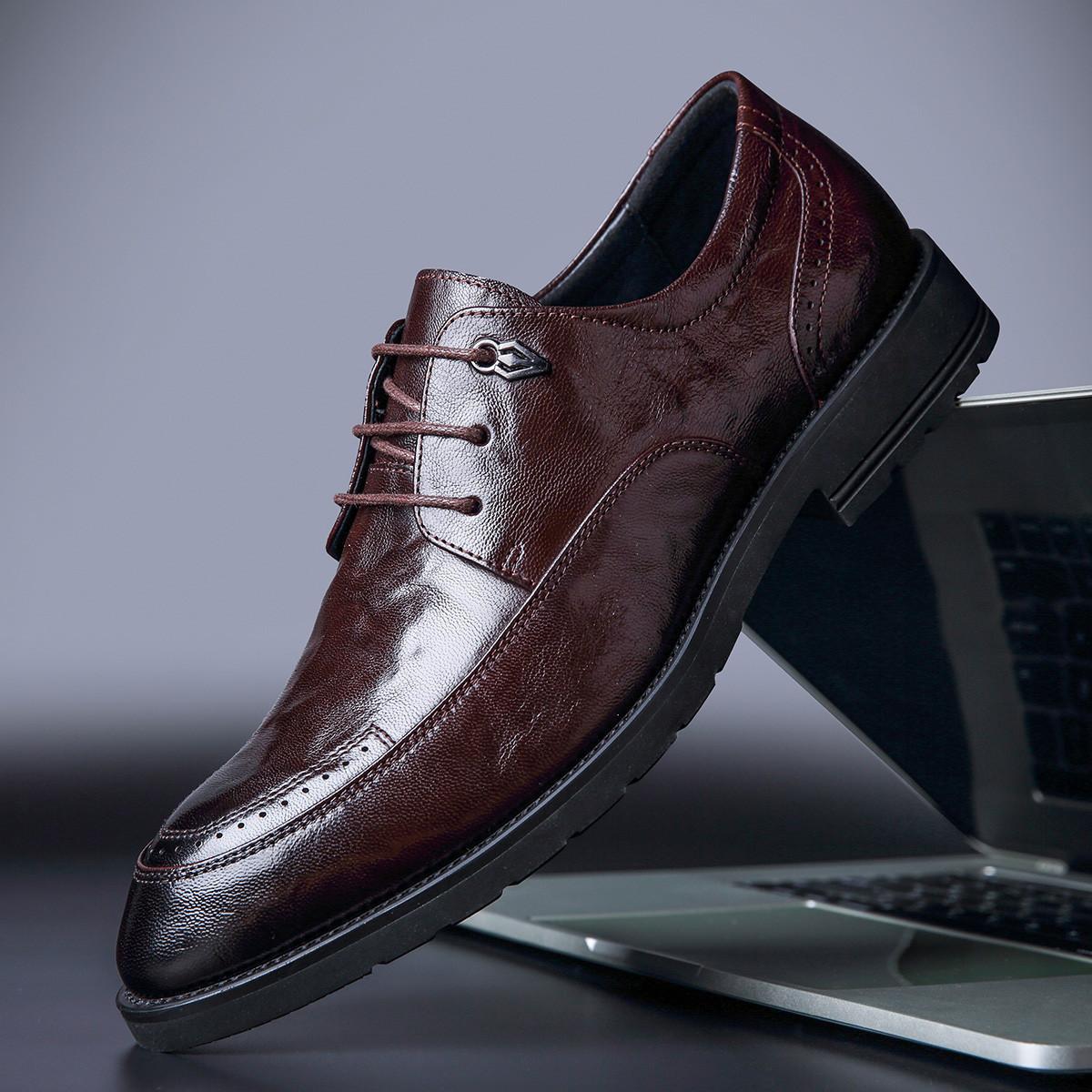 

Wenzhou high-end leather shoes men s genuine leather business dress Korean version of British casual high-end work groom wedding shoes 44