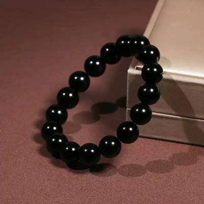 Bracelet Natural Obsidian 10/12/14/16mm 1 Piece Gift Black Gold Obsidian Women Unisex Men  Handmade