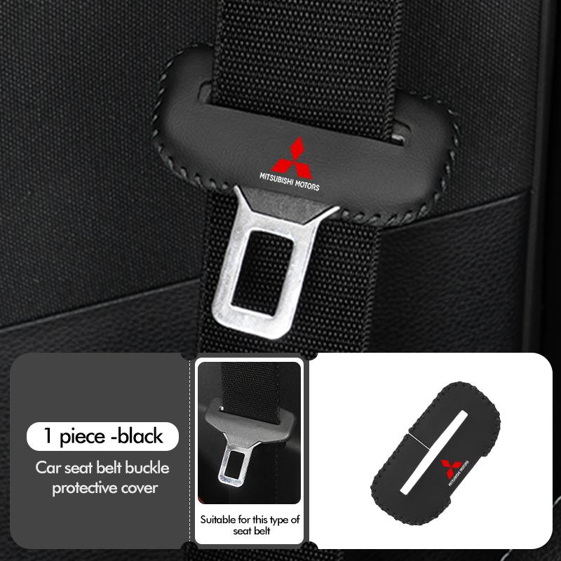 

For Mitsubishi 1/2pcs Car Seat Belt Buckle Cover Leather Protector Anti-collision Accessories Outlander Lancer Cross Colt