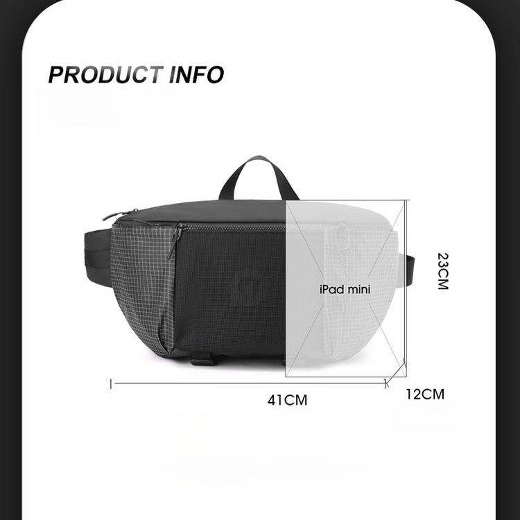 Men's Waterproof Nylon Cycling Waist Bag New Fashion Chest Pack Casual Crossbody Shoulder Sling Bag for Outdoor Travel