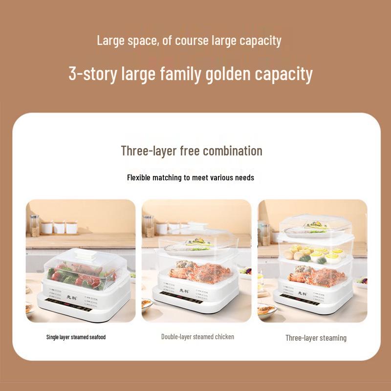 Sencor Multifunctional Three-Layer Electric Steamer with Automatic Power-Off and All-in-One Cooking Capabilities