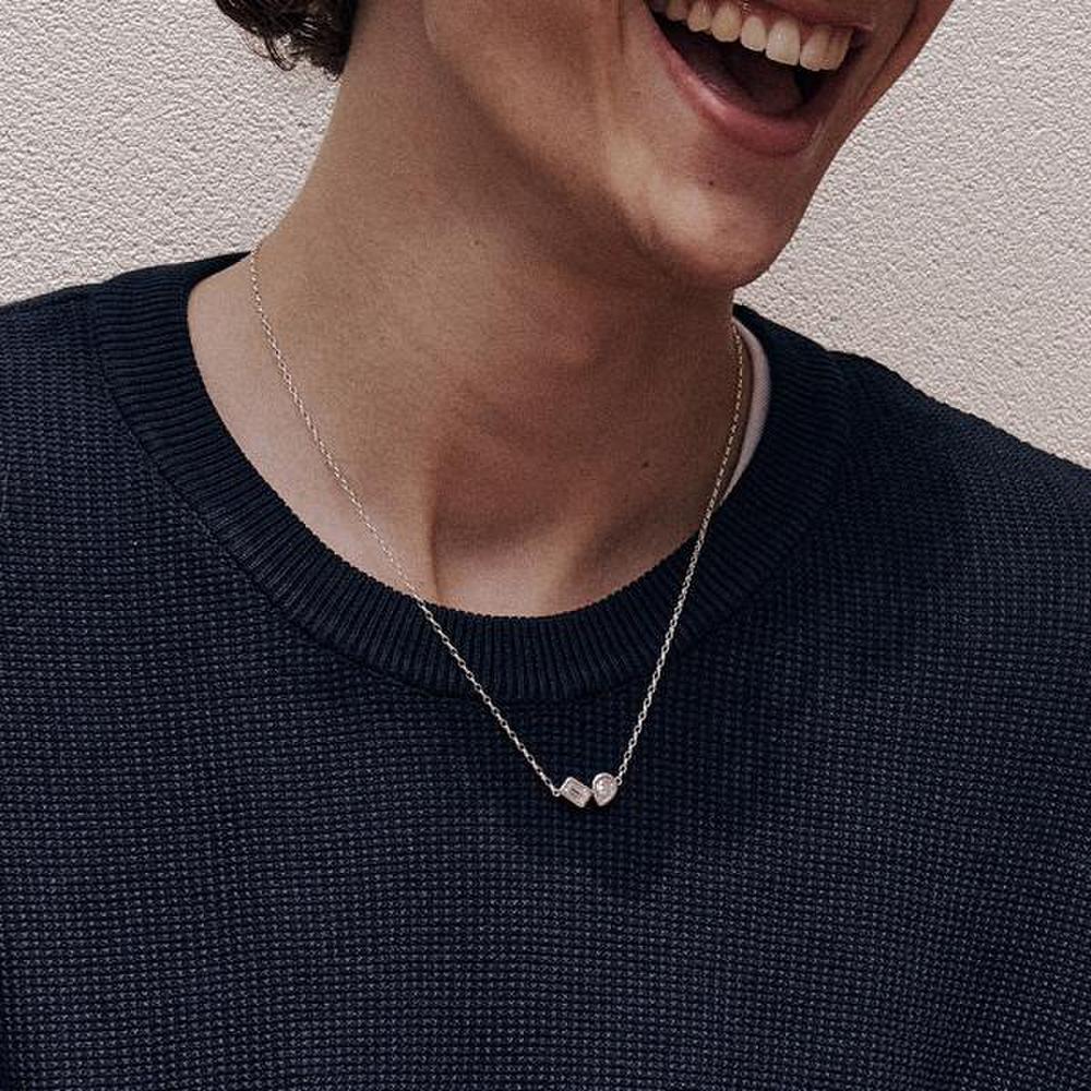 [Ost] [Puremond] Square Waterdrop Necklace Otn222809Dww