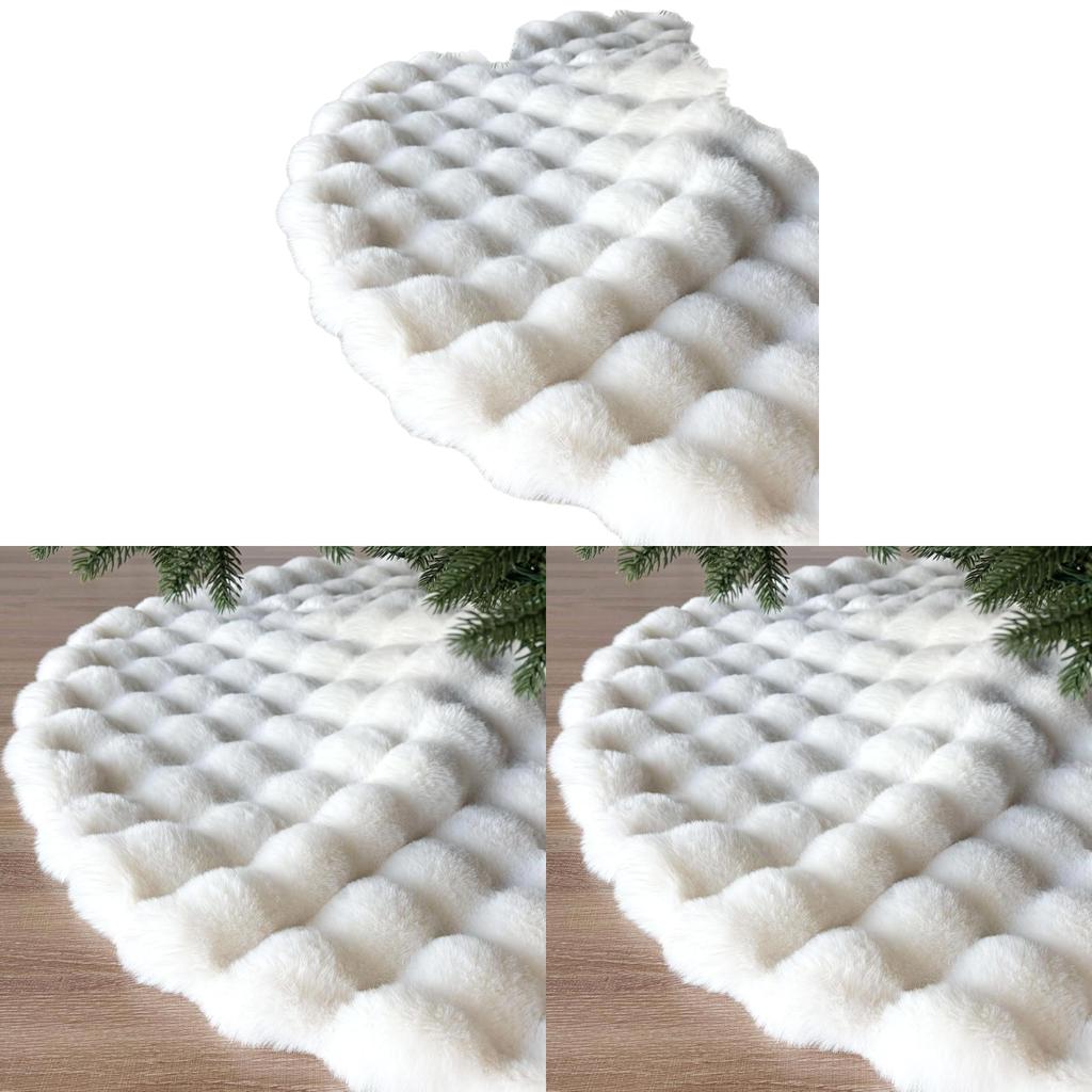 Christmas Tree Skirt Plush Bubble Fabric With White Color For Holiday Decor