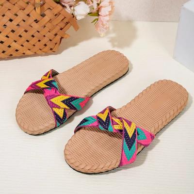 Fashion 2024 Summer Flax Slippers for Women  Indoor Couples  Anti Slip Thick Bottom Wood Flooring Wholesale Home Cool Slippers