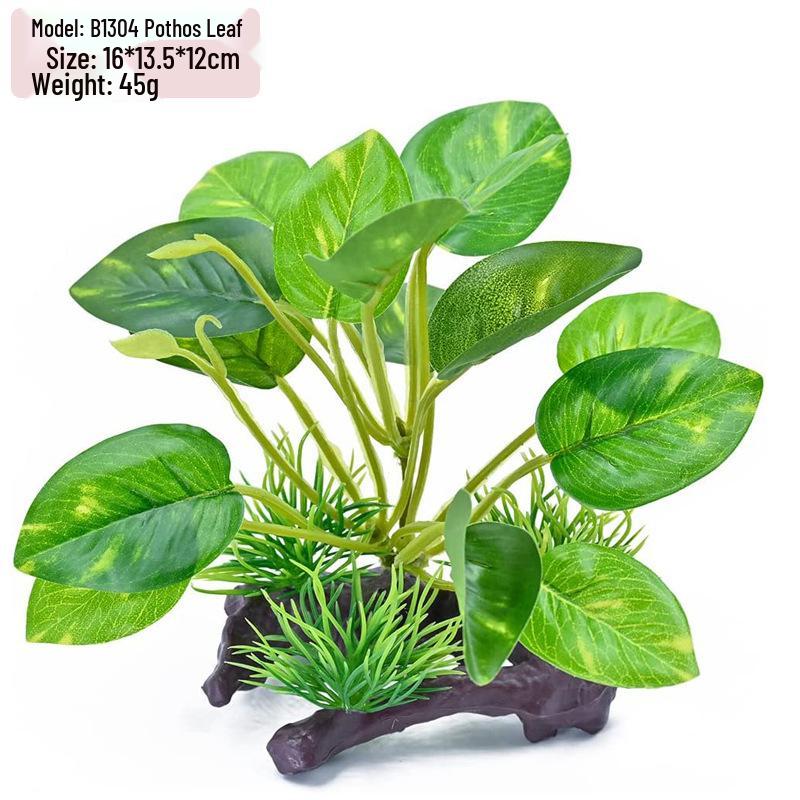 Plastic Driftwood and Bucephalandra Aquarium Decor: Aquatic Turtle Tank Plants & Fish Tank Scenery