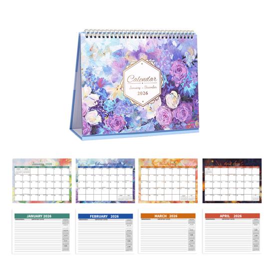 2026 Desk Calendar Standing Flip Desktop Calendar with Twin-Wire Binding Jan 2026 - Dec 2026 12 Monthly Planner for Home Office School